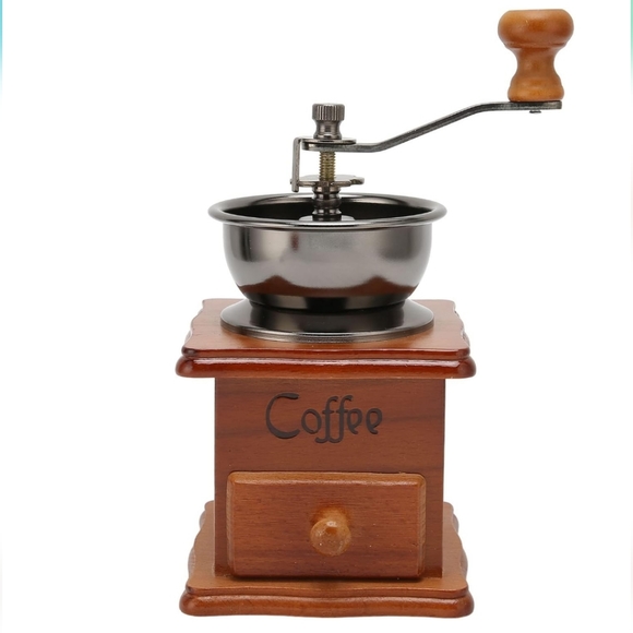 Manual Coffee Grinder, Wooden Coffee Bean Grinder with Hand Crank, Vintage Style - Picture 1 of 8